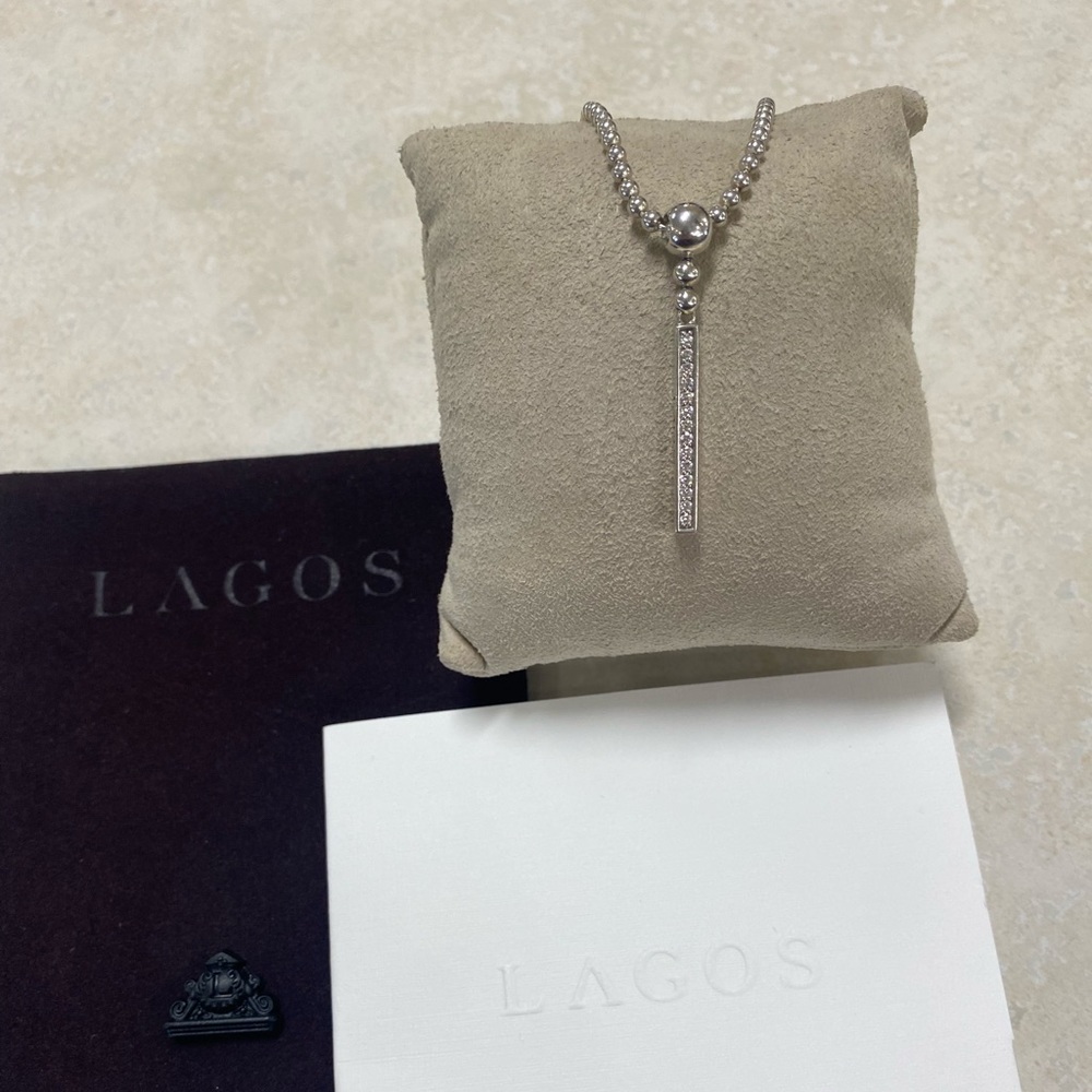 LAGOS Caviar Spark Linear Diamond Bar Necklace